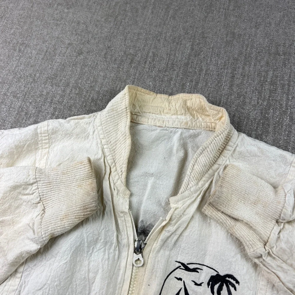 Vintage Corona Beach Club Jacket Mens Medium White Tijuana Beer Frogs Distressed